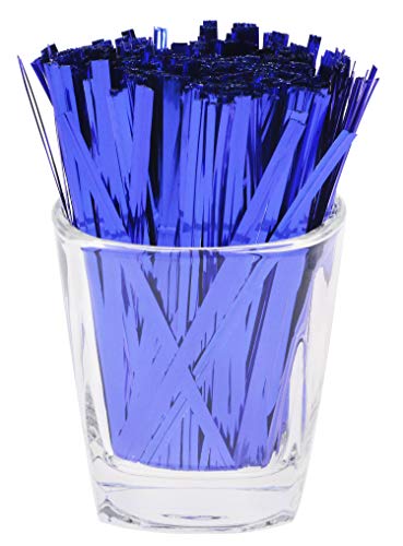 Mini Skater 800pcs 4" Metallic Twist Ties (Blue) - color: Blue