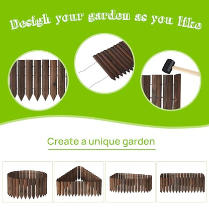 Wood Garden Edging Border Landscape Edging Wooden Garden Fence (1PACK 4FT) - size: Double-Ended