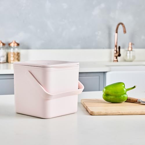 Kitchen Compost Bin – Countertop Food Waste Caddy with Easy Wipe Clean Interior – Made in the UK - 3.5L (0.9 gal.) (Dusty Pink) - color: Dusty Pink