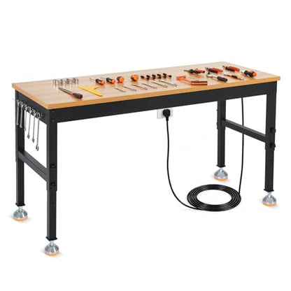 72 Inch Adjustable Workbench, 2500 LB Load Capacity - size: 72x24 + Legs