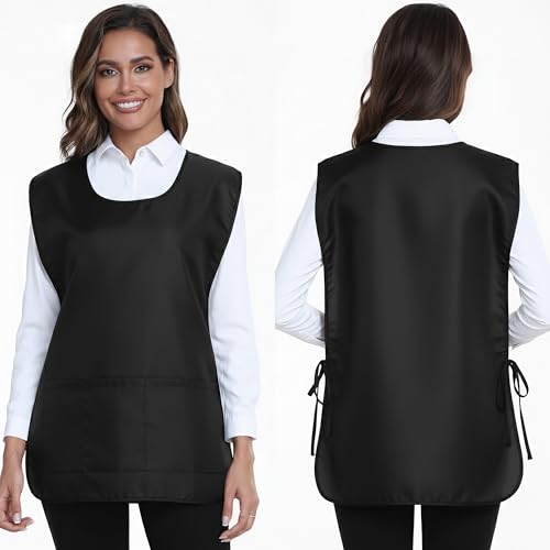 Xeoxarel Unisex Cobbler Apron with 3 Deep Pockets, Smock Vest Apron - color: 1 Pack - Black