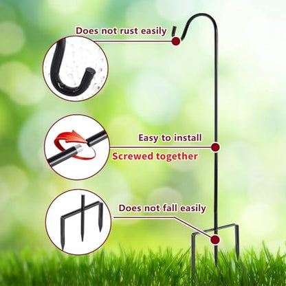 EXCMARK 2 Pack Shepherd Hook, Black, 31 Inch, Adjustable Height, 1/2" Thick - color: Black, size: 31 inch