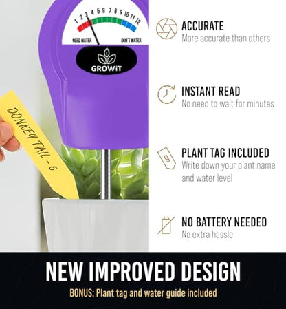 Soil Water Monitor for Plants - Soil Moisture Meter | Hydrometer for Plants | Plant Moisture Meter Houseplants | Water Tester for Plants | Farming Indoor and Outdoor Plants-Purple