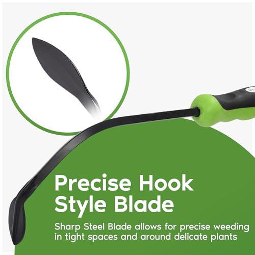 Garden Guru Hook Weeder Tool & Cultivator with Ergonomic Handle – High Carbon Steel Root Weed Puller Cultivator for Dandelion Weeding, Digging, Edging, Planting - Lightweight & Rust Resistant - size: 1 Pack