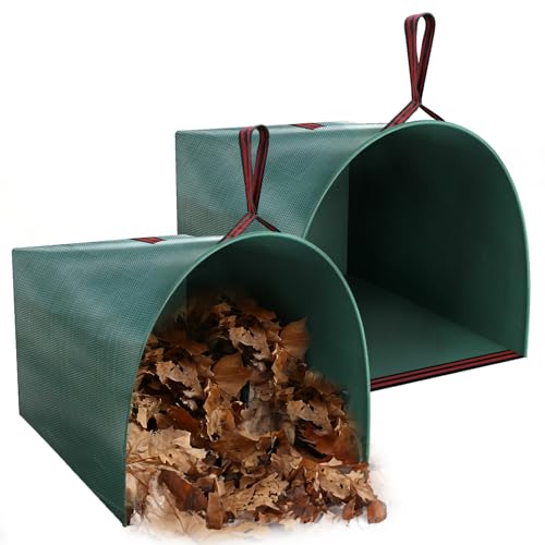 2 Pack 40 Gallon Dustpan-Type Garden Bags for Yard Debris - color: Green-40Gallons