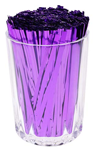 Mini Skater 800pcs 4" Metallic Twist Ties (Purple) - color: Purple