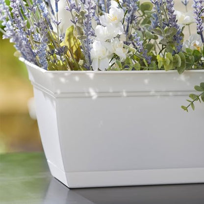 The HC Companies Eclipse 30 Inch Window Planter Box, White, 2-Pack