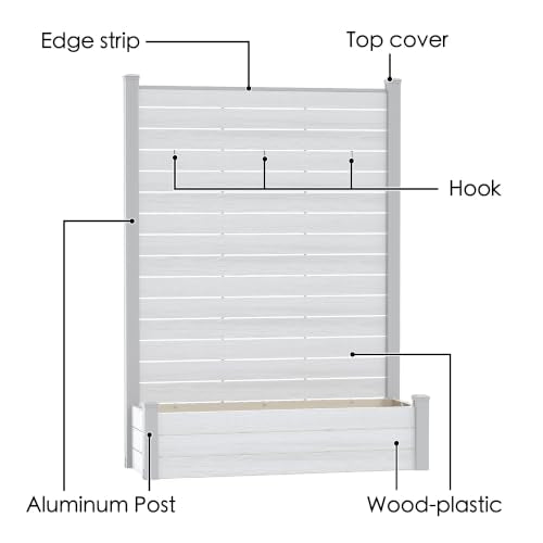 Kozyard Privacy Screen with Planter, 70" H x 51" W Outdoor Garden Screen - color: White