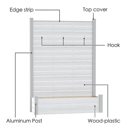Kozyard Privacy Screen with Planter, 70" H x 51" W Outdoor Garden Screen - color: White