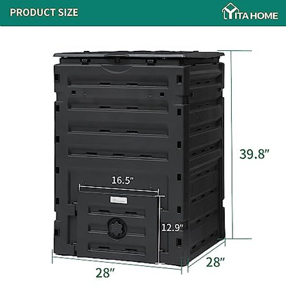YITAHOME 120 Gallon (450L) Large Outdoor Garden Waste Container, Bin with Snap-on Top Lid and Aeration System, Lightweight Yard Waste Barrel, Easy Assembly
