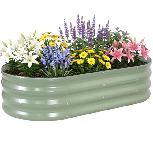 Galvanized Raised Garden Bed Outdoor, 4x2x1FT Planter Box, PeaGreen - color: Pea Green, size: 4x2x1ft (1 PC)