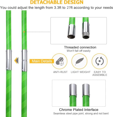 27 Feet Tree Pole Pruner Manual Branches Trimmer Tree Branch Garden Tools Loppers Hand Pole Saws Extendable Height - size: 27FT