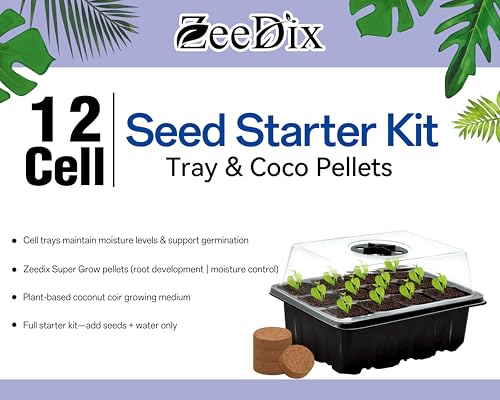 ZeeDix 6 Set Seed Starter Tray Kits with 90 Pack Coco Coir Pellets - color: 6 Set
