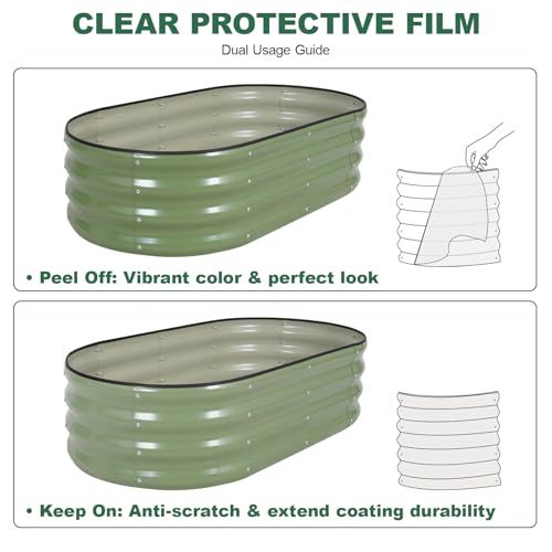 Galvanized Raised Garden Bed, 4x2x1ft, 2 Pack, Olive Green - color: Olive Green, size: 4×2×1ft (2 Packs)