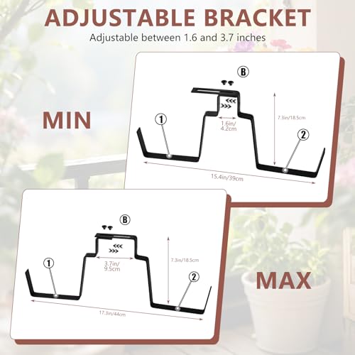 Deck Railing Planter Box Set of 2, Window Boxes Planters with Plant Hanger - color: Green