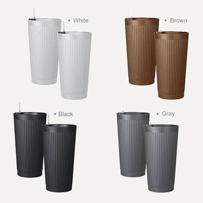 24" Self Watering Tall Outdoor Planters Set of 2 - color: Brown Round