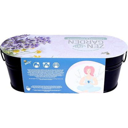 Buzzy Seeds Chamomile & Lavender Zen Grow Kit, Metal Windowsill Planter - color: Black