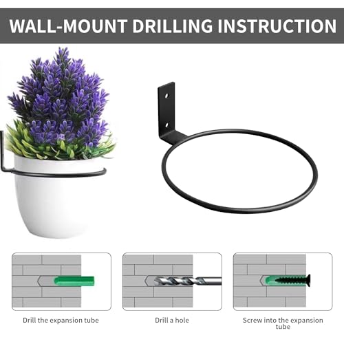 8 Inch Wall Mounted Plant Holder,Plant Wall Mount,Flower Pot Holder for Outside,Wall Planters for Indoor Plants (6 Pack) - size: 8 lnch-6Pack