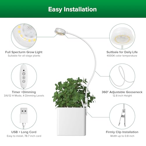 SANSI Grow Lights for Indoor Plants, Pot Clip-On Plant Light, 4-Pack - size: 4-Pack