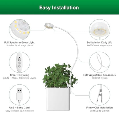 SANSI Grow Lights for Indoor Plants, Pot Clip-On Plant Light, 3-Pack - size: 3-Pack