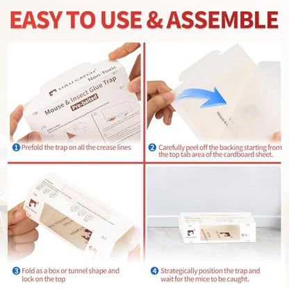 LULUCATCH Mouse Traps, 36Pack Pre-Baited Sticky Mouse Traps Indoor for Home, Non-Toxic Bulk Sticky Pads, Glue Traps for Rats, Bugs, Spider, Mice, Cockroach, Pet Safe, Easy to Use - size: 36 Pack