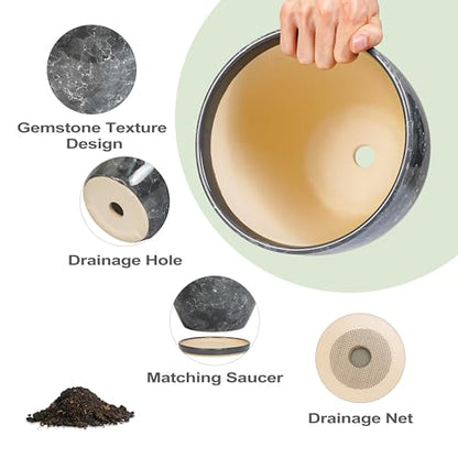 Ceramic Pots for Plant, 10+8+6 Inch Modern Flower Pot Indoor, Grey - color: Gray