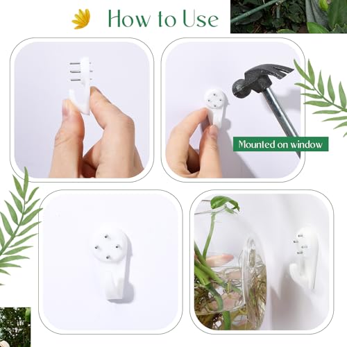 Baderke 6 Pcs Glass Wall Hanging Vase with Suction Cup Plastic Invisible