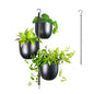 3-Tier Metal Hanging Planter with 6 Inch Oval Pots - Black Modern Triple Tiered Plant Hanger - Vertical Stackable Wall and Ceiling Mount Holder for Indoor and Houseplants - size: Triple-Tier