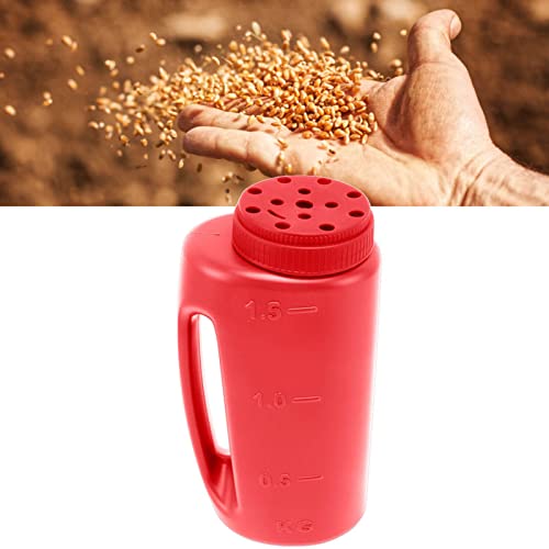 Hand Fertiliser Shaker, Hand-Held Grass Seed Shaker, For Spreading Salt and Juice Pot (Red) - color: red