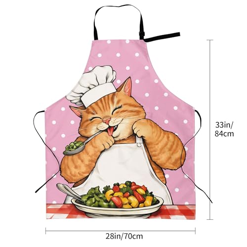 Art Apron with Pocket for Women Men - color: Pink Cat Chef