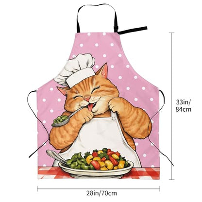 Art Apron with Pocket for Women Men - color: Pink Cat Chef