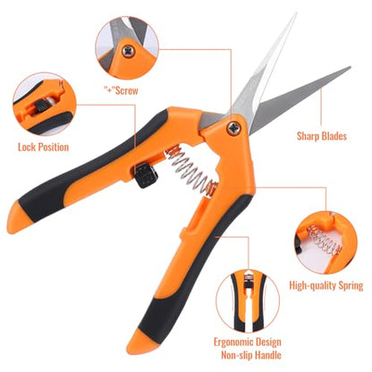 4 Pack Pruning Shears 6.5 Inch Stainless Steel Garden Scissors - color: Orange