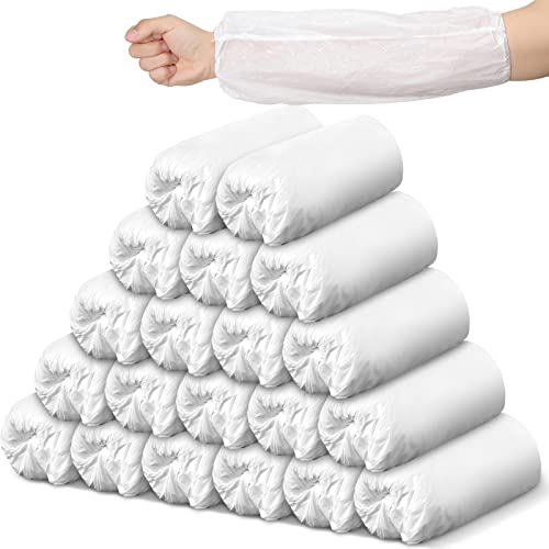 Yinder 200 Pcs Plastic Disposable Sleeves Arm Protectors Bulk - color: Milky White