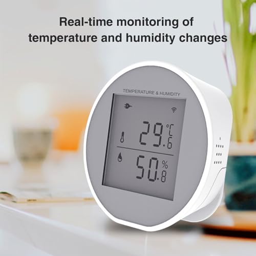 Wengart WiFi Temperature Humidity Sensor WSD400H,2.4GHz Tuya App,Indoor LCD Thermometer Hygrometer,Compatible with Alexa,Google Assistant