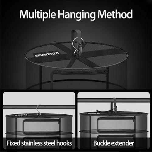 Herb Drying Rack, 1ft Diameter 3 Layer Hanging Mesh Net - size: Small 3-Layer