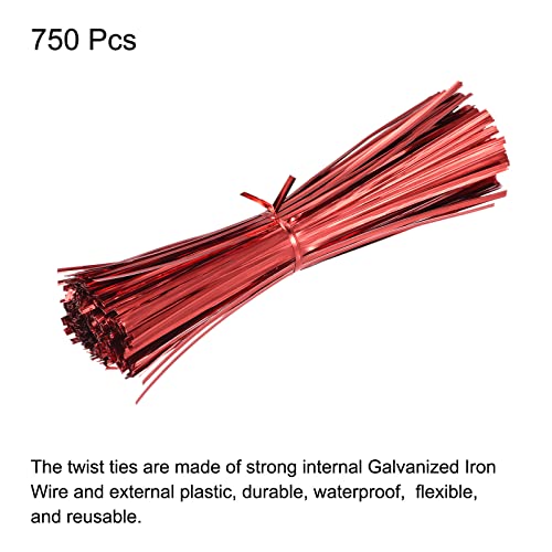 MECCANIXITY 750 Pcs 8" 20cm Foil Twist Ties, Red - color: Red, size: 8-inch