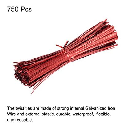 MECCANIXITY 750 Pcs 8" 20cm Foil Twist Ties, Red - color: Red, size: 8-inch
