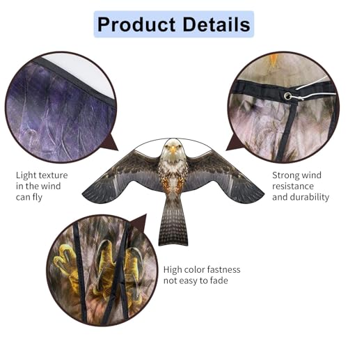 eyijklzo Bird Scarer Hawk Flying Kite Without 13ft Pole-Only Grey Kite - style: Grey-Only kite