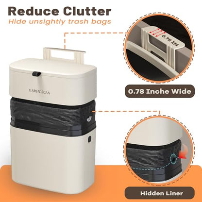 2.5 Gallon Compost Bin Kitchen Garbage Can Countertop Indoor Small Hanging Trash Can with Lid Composting Bin Off White
