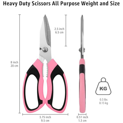 BoFuYuan Utility Scissors All Purpose heavy duty 8-Inch Pink - color: Pink