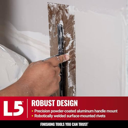 LEVEL5 14" x 4.75" 0.7 MM Flat Drywall Trowel | Triple-Hardened Stainless Steel, High-Impact Handle | Sheetrock Gyprock Wall-Board Plasterboard | 4-962 - size: 14"