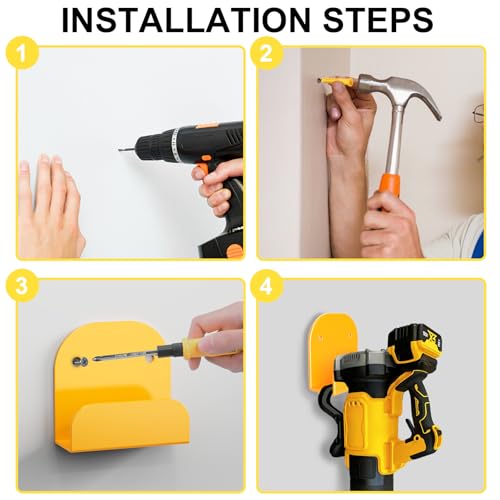 Leaf Blower Rack, Wall-Mounted Tool Hanger Compatible with DCBL722, Hedge Trimmers, Grass Trimmers, Garden Power Tools & Garage Organization, 1 Pack - color: Yellow-1 Pack