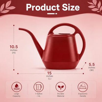 Fasmov Plastic Watering Can, Burnt Red, 1-Gallon