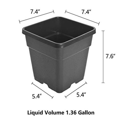 2 Gallon Square Nursery Pots Plant Pots Grow Pots Nursery Container Fit for Planting Soil Plants 10Pcs - color: Black, size: 1.4 Gallon