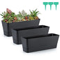 Skelang 3 Pcs Rectangular Plant Pot, 12" Flower Planter Box, Windowsill Container for Succulent, Herb, Vegetable (Black) - color: Black, size: 12 inches