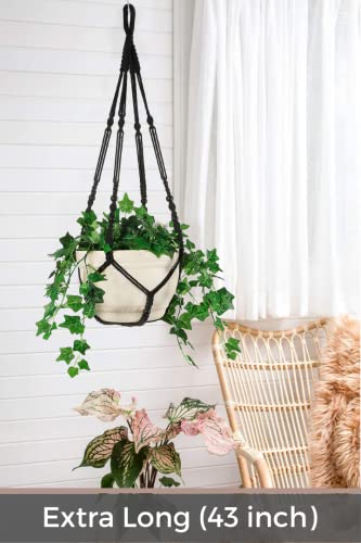2 Pack Macrame Plant Hanger Large for 12 inch Pot, Large Plant Hanger - color: Black