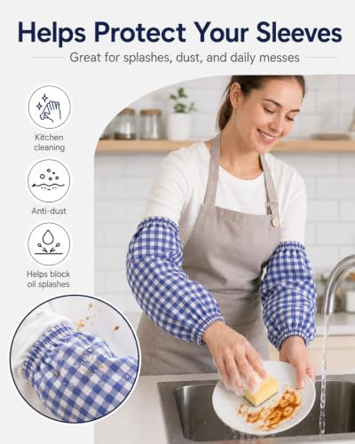 BESTOYARD 3 Pairs Cleaning Oversleeves, Anti-Dust and Oilproof Arm Protective Sleeves with Cotton and Linen for Women Men Kitchen, Gardening, Car Washing, Painting, Topiary Garden