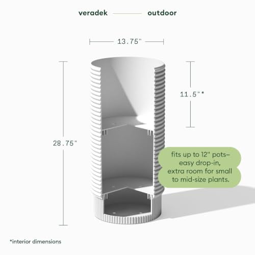 Veradek Mod Series Extra Tall Planter - Tall Outdoor Planter with Shelf - color: White, size: 29 inch - 2 Pack