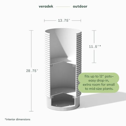 Veradek Mod Series Extra Tall Planter - Tall Outdoor Planter with Shelf - color: White, size: 29 inch - 2 Pack