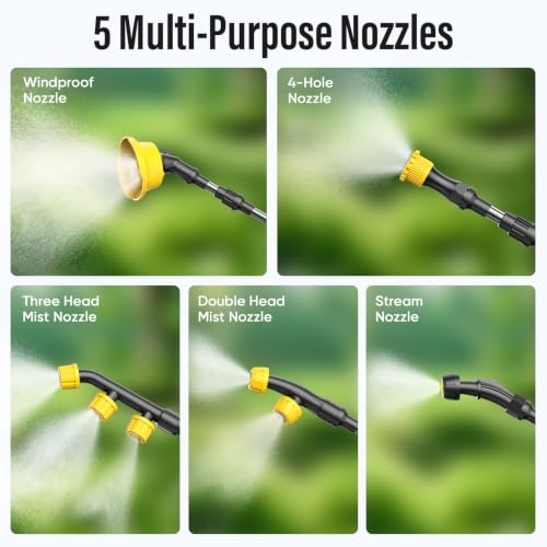 Battery Powered Backpack Sprayer with Auto Mixer,2 Batterie,120PSI Sprayer - color: yellow-4.3 gal